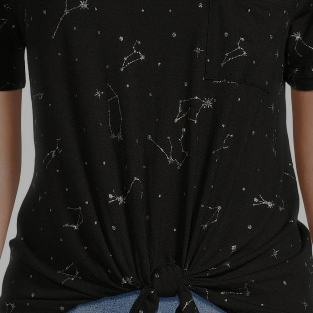 No Boundaries Black Celestial Print Short Sleeve Tee—Size M - Picture 5 of 11